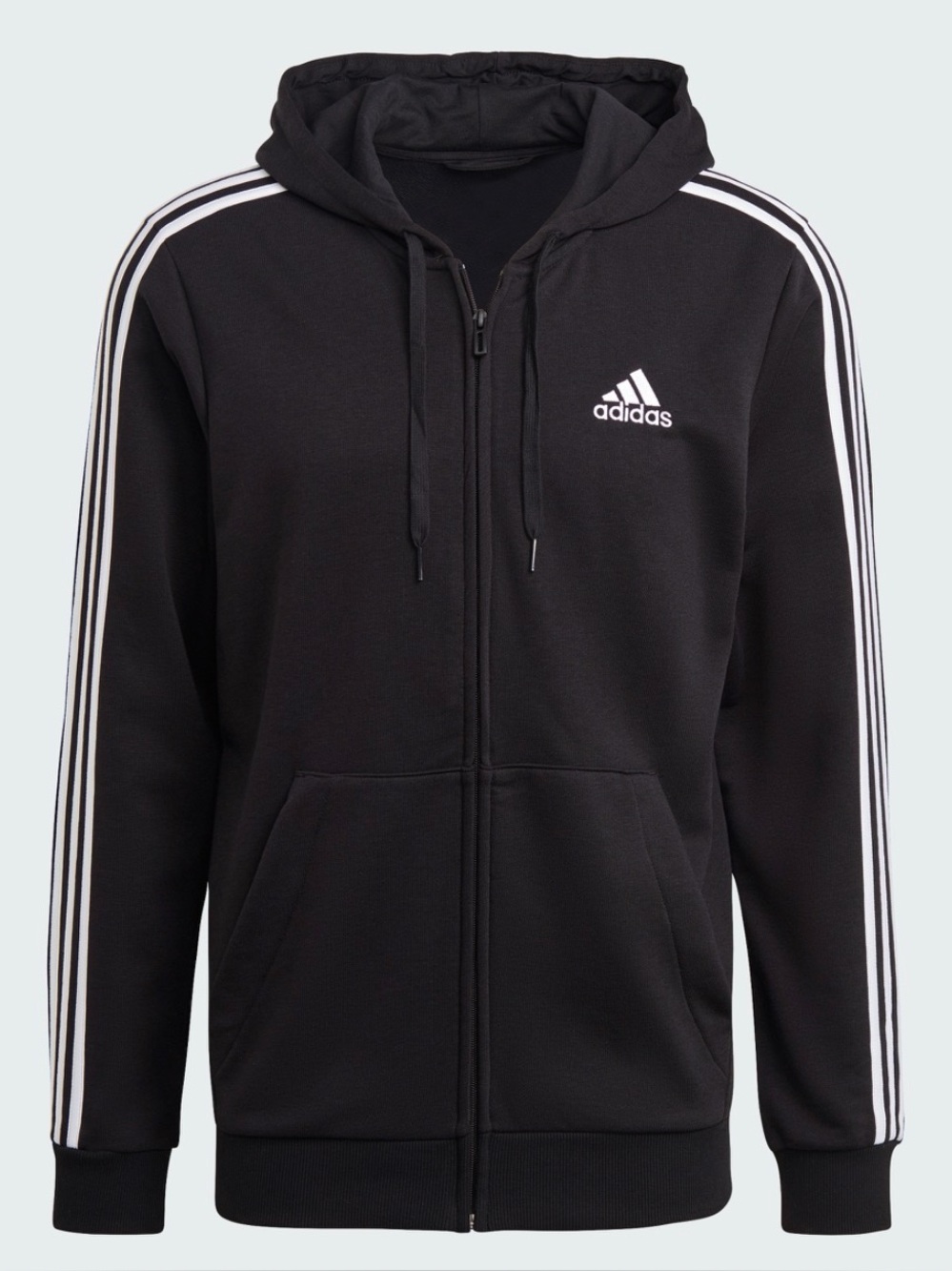 ADIDAS ‘ESSENTIALS FRENCH TERRY 3-STRIPES FULL-ZIP HOODIE’